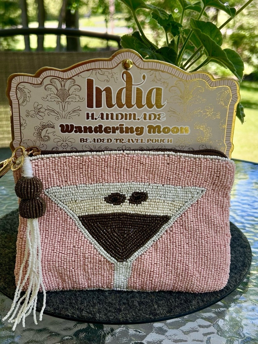 NWT-India Handmade “Wondering Moon” Beaded Travel pouch